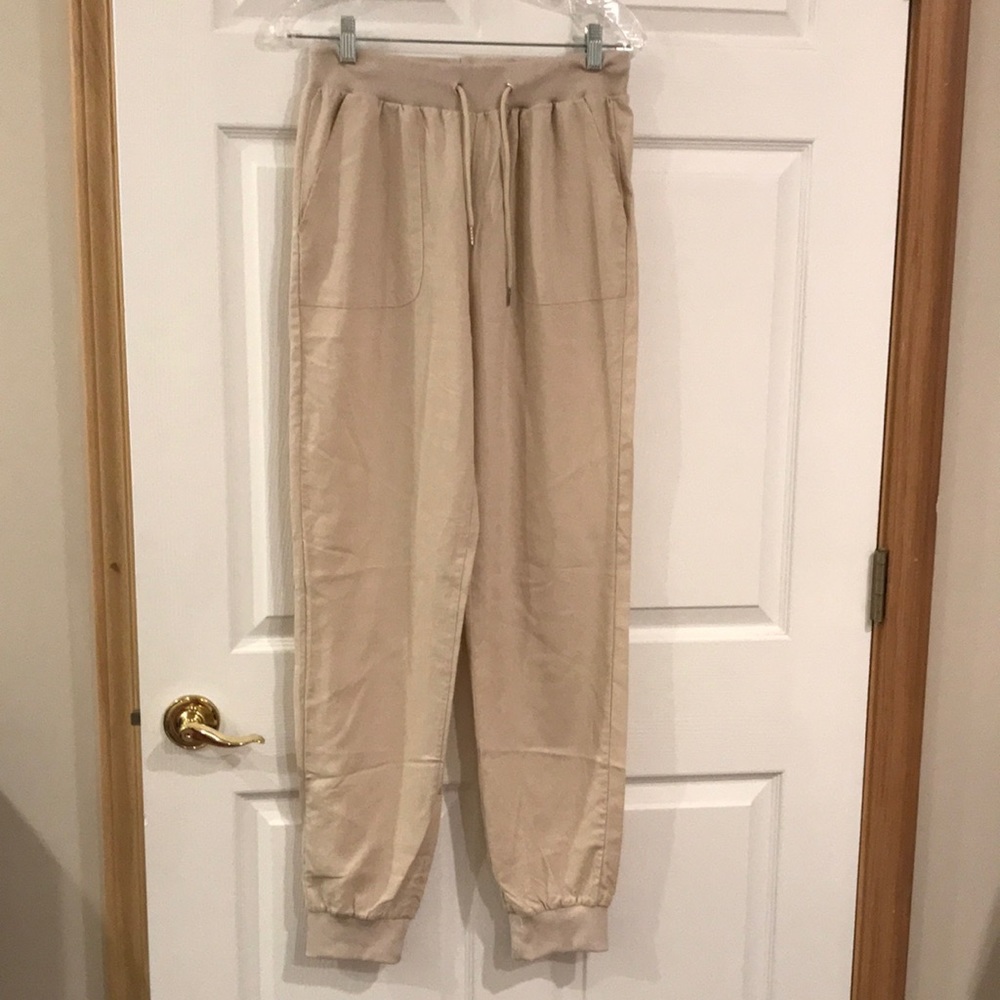 MISSLOOK cream linen joggers medium